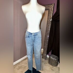 Express Light Blue Jeans with Multicolor Stripe
